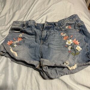 Time and Tru Women's Embroidered Jean Shorts